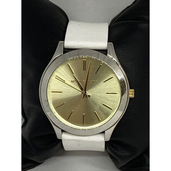 Michael Kors MK3222 Women's Silicone Analog Champagne Dial Quartz Watch XX472 - Picture 3 of 12